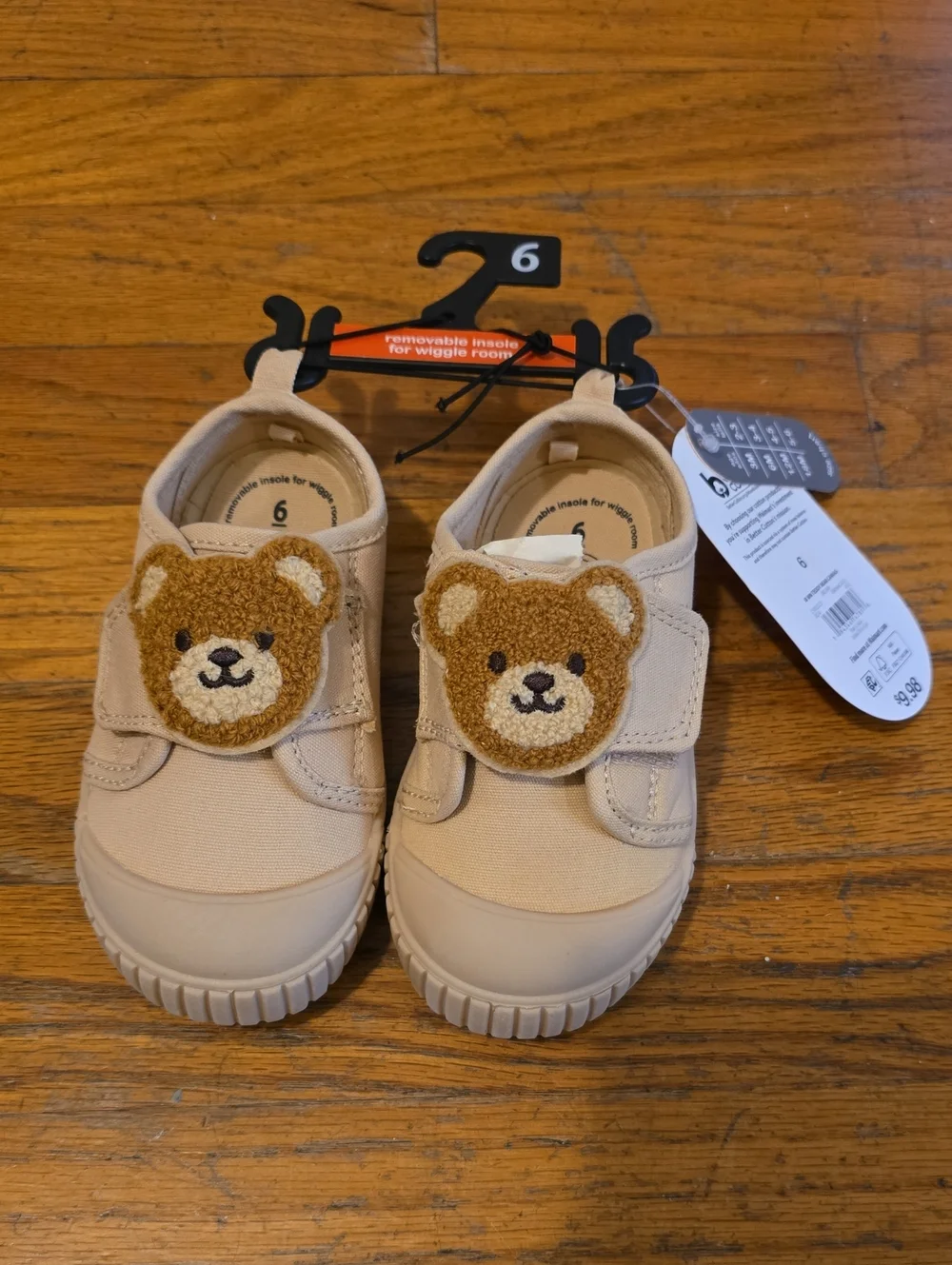 wonder nation Beige Teddy Bear Velcro Toddler Sneakers